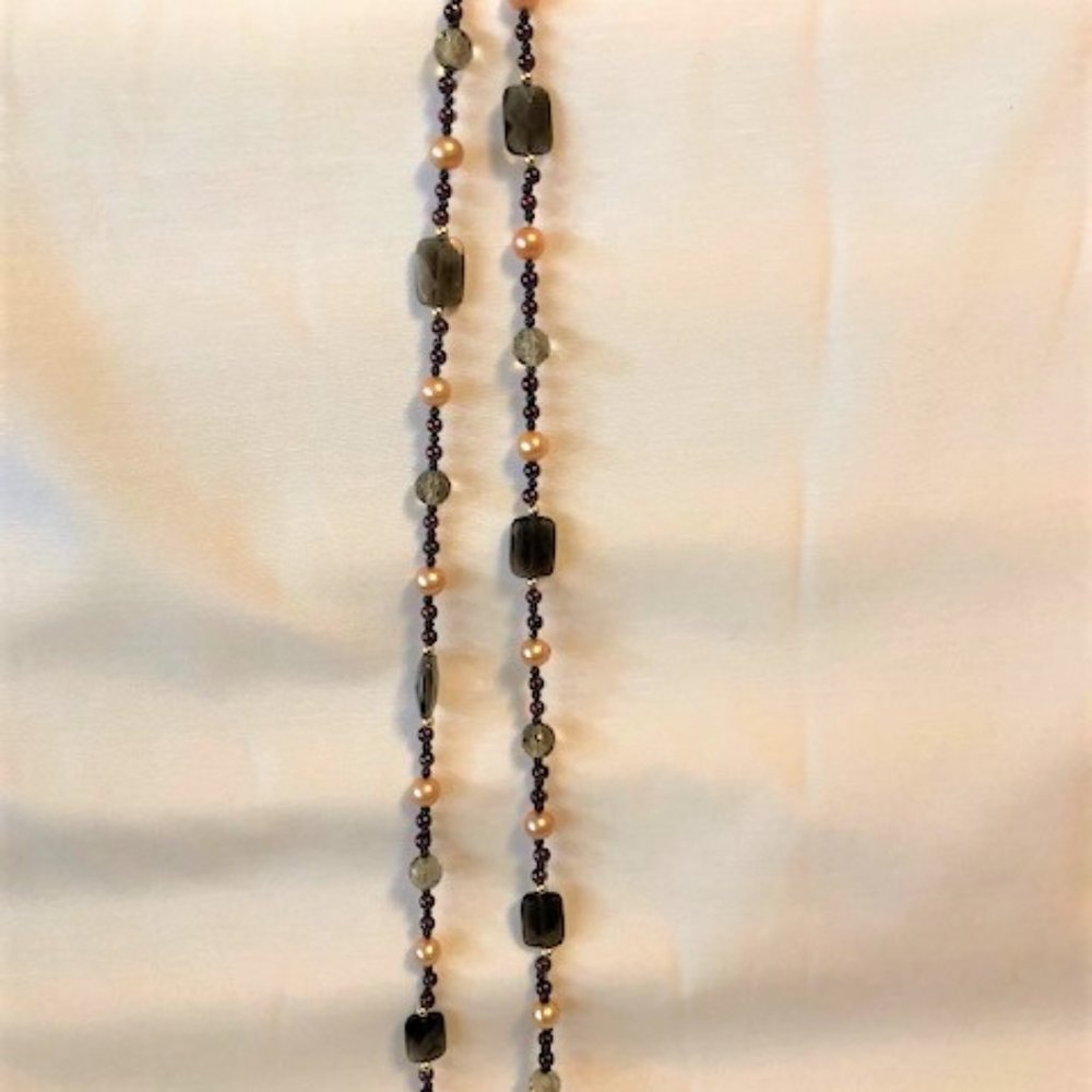 Vintage Brown & Pink Pearl Necklace